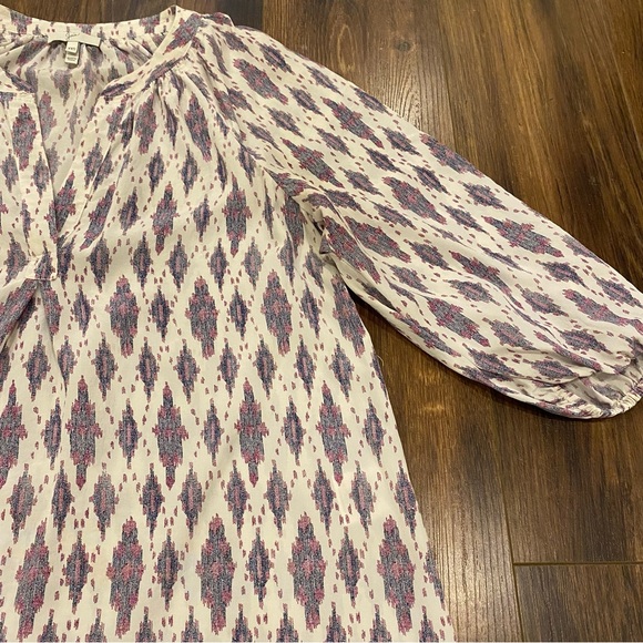 Joie 100% silk patterned blouse v neck 3/4 sleeve top size XXS flowy shirt - Picture 8 of 15